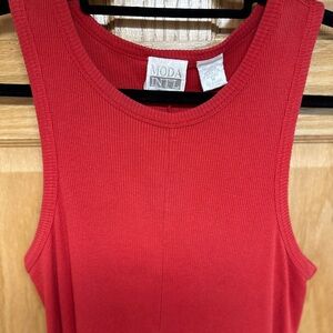 Moda International Red Ribbed Tank Top